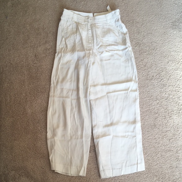 ALEXANDER WANG WHITE VISCOSE/SILK HIGH-RISE PANTS WITH COPPER ADJUSTABLE SIZE 2 - Picture 1 of 5